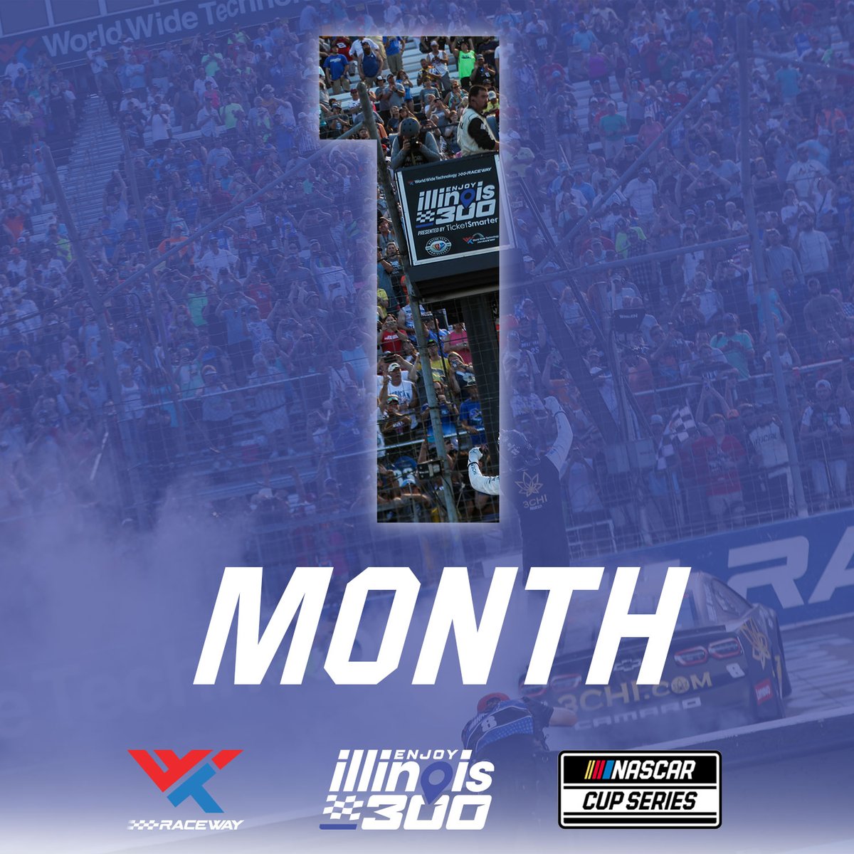 Only O N E☝️MONTH until the 2024 NASCAR #EnjoyIL300!! Come see NASCAR icons Ryan Blaney, Kyle Busch, & Joey Logano PLUS music stars Ludacris, Riley Green, Big & Rich and so many more at the Confluence Music Festival 🎶🏁 all in One Ticket! Get yours now➡️ bit.ly/411ktZh