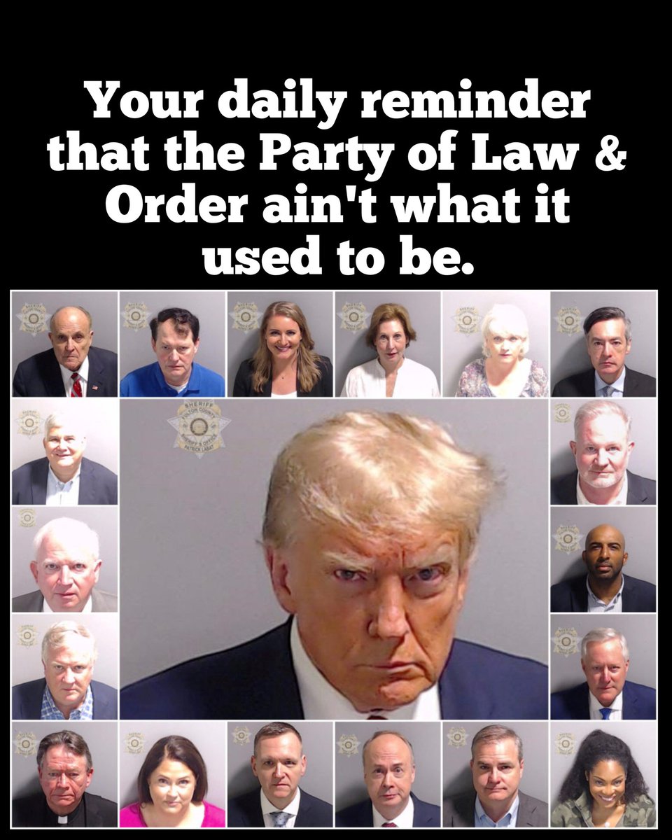 @Acyn When you have brazen Criminal-In-Chief Trump promising pardons for all they've dropped all pretense at being the Party of Law & Order. The Grand Old Party have devolved into a bunch of sycophantic misogynistic fascists supporting the worst one of them all. #VoteBlue2024