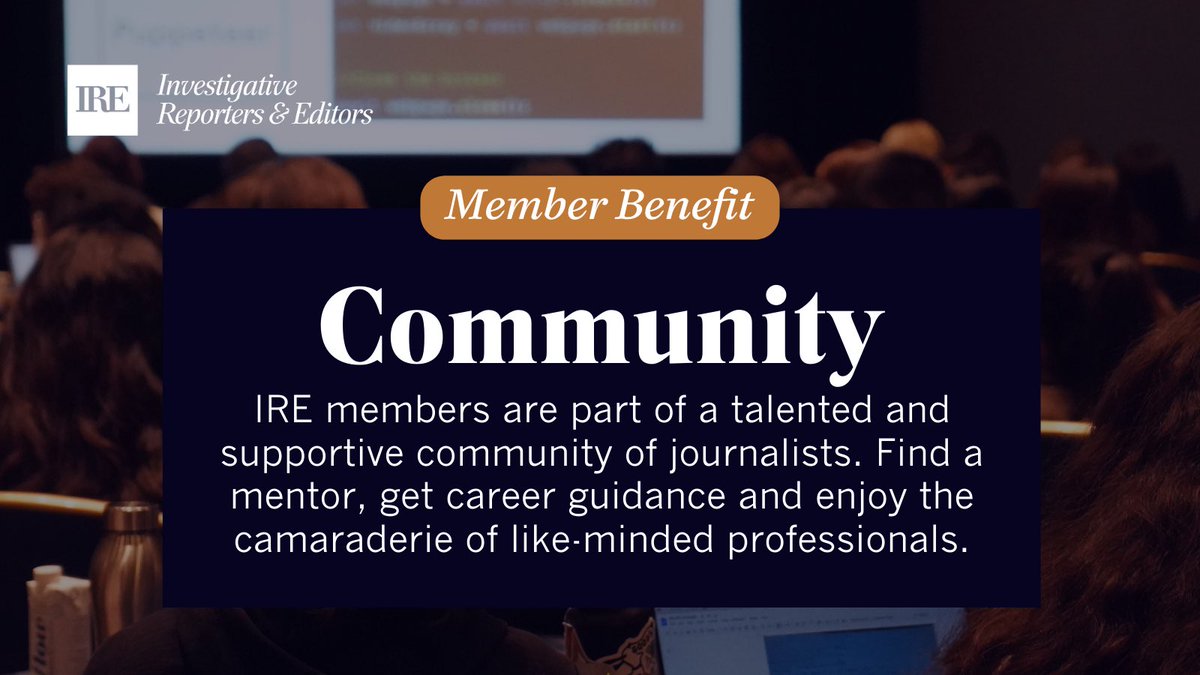 IRE members are part of an amazing community of journalists. Learn more and join us during our membership drive: ire.org/ire-membership…