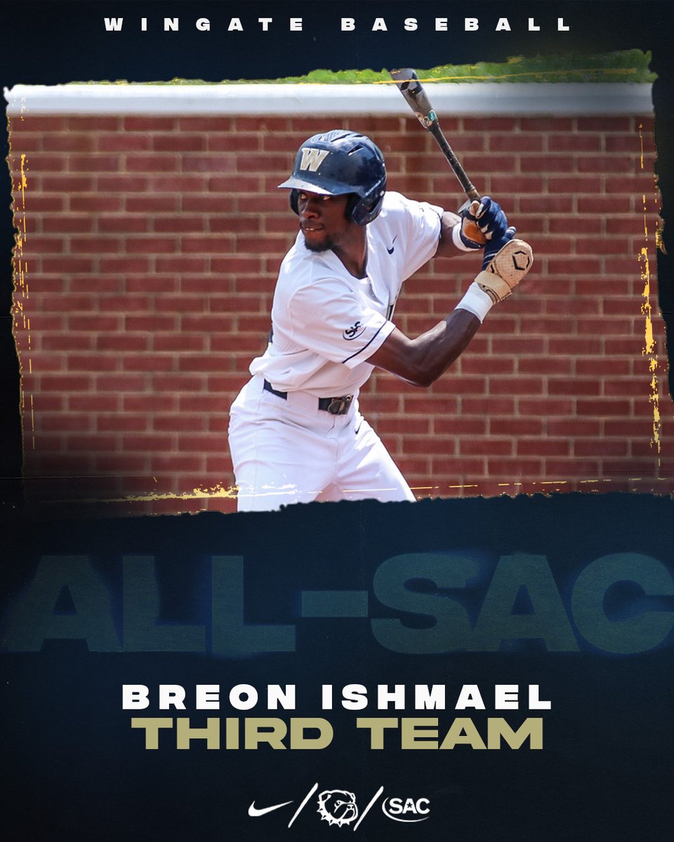 .@WingateBaseball with 5 All-SAC honorees! Brett Adams, Sean Barnett & Cam Harris are First Team All-SAC selections! Kelan Hoover picks up Second Team honors; Breon Ishmael collects Third Team accolades! Story | shorturl.at/bmDKP #OneDog