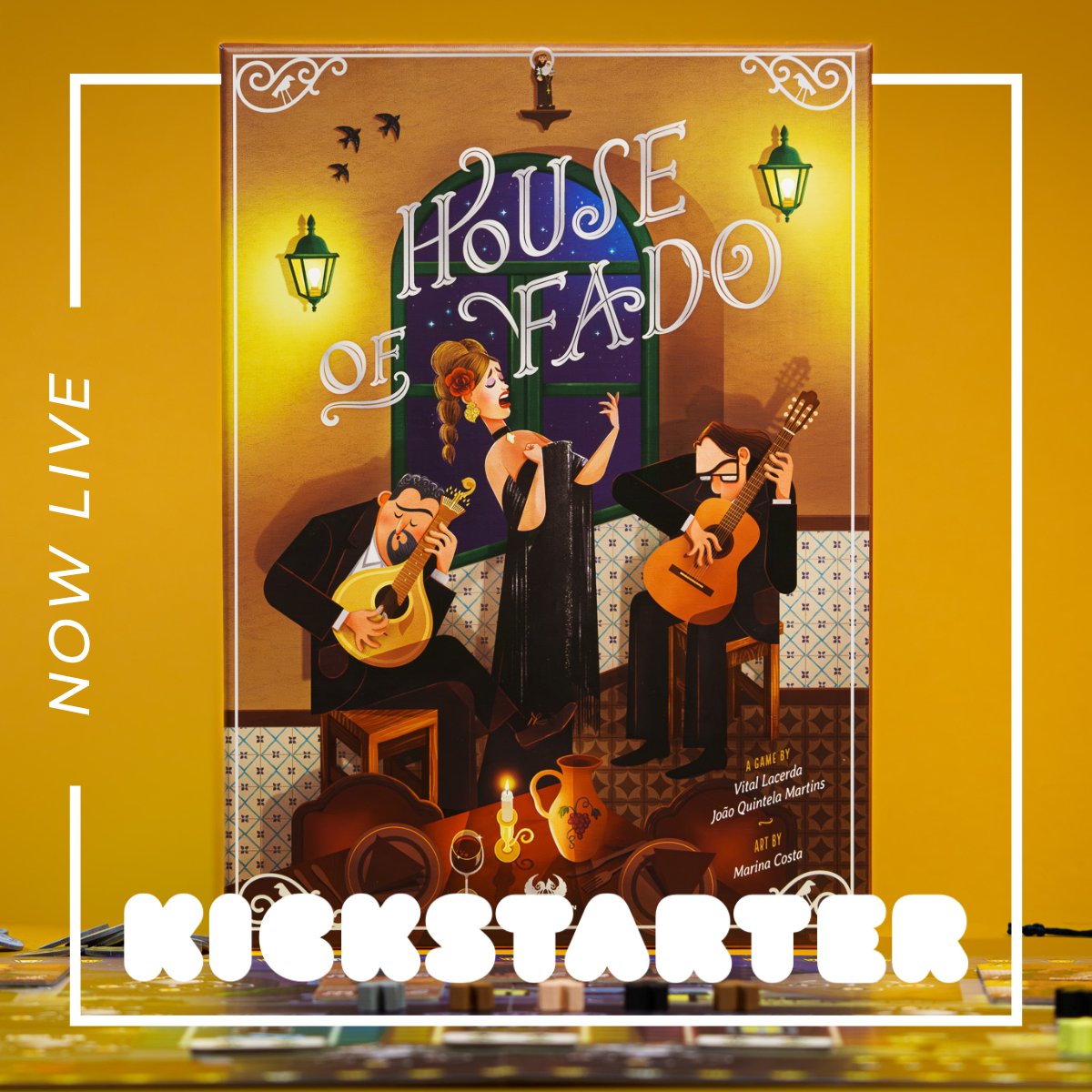 It's official! House of Fado is now live on Kickstarter! 🚀 Join us in making this game a success by backing us today. Don't miss out on the fun! kickstarter.com/projects/eagle… #kickstarter #boardgamegeek #eaglegryphongames #boardgamecommunity #vitallacerda #joaoquintelamartins