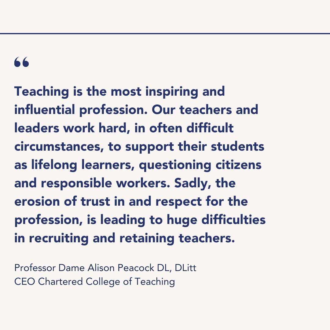 It's clear that something needs to shift if we are to create sustainable change and address the huge problems in teacher retention and recruitment across our schools and colleges. chartered.pulse.ly/nrzeqztdul #Teaching #TeacherRecruitment #TeacherRetention @alisonmpeacock