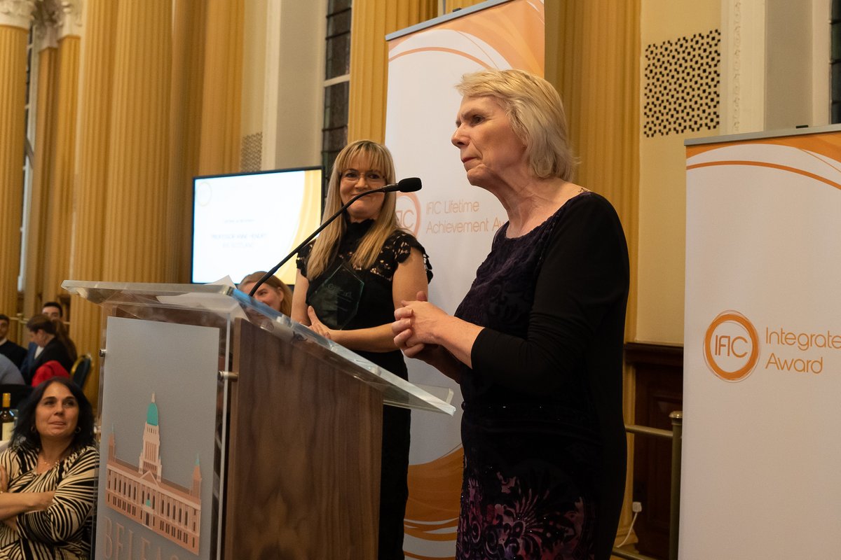 One of the highlights of #ICIC24 in Belfast last week was hosting the Gala Dinner at the Belfast City Hall. It was such a pleasure to award Prof @AnneIFICScot Director of #IFICScotland the IFIC Lifetime Achievement Award for all the work she has done for IFIC and #integratedcare.