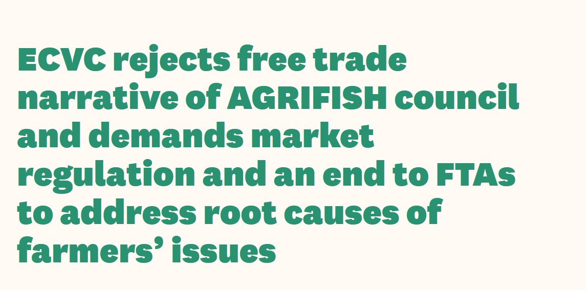 Despite farmer mobilisations, AGRIFISH council and @jwojc have quickly forgotten farmers' demands! Export-oriented free trade policy serves agribusiness and is incompatible with ensuring prices that cover production costs through market regulation. 👀👉 eurovia.org/press-releases…
