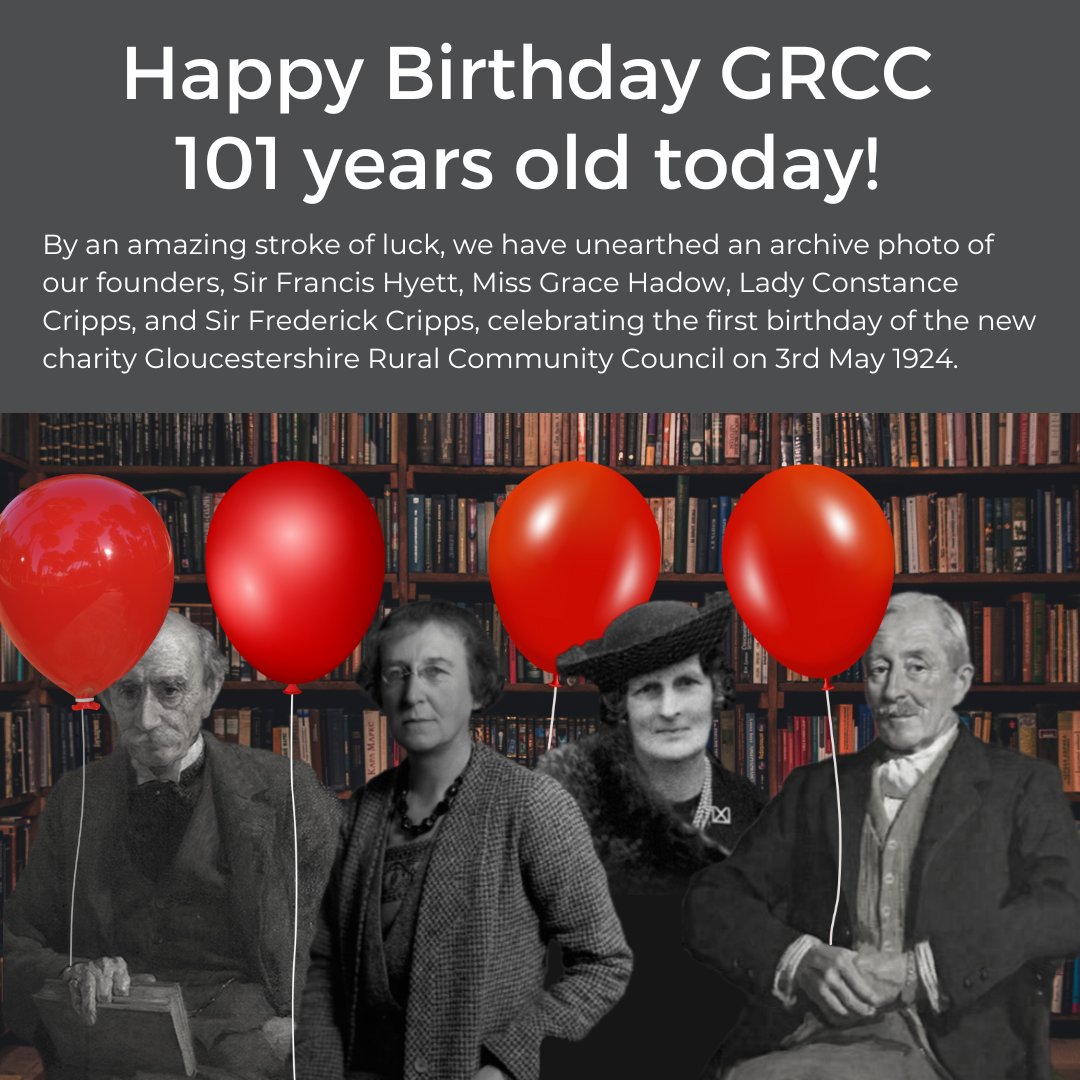 🎉 It's our 101st birthday! 🎉 We wouldn't be here today without the incredible determination and vision our founders had to support the people of #Gloucestershire over a century ago. Happy Birthday to us!🥳 #GRCC #century #101yearsstrong