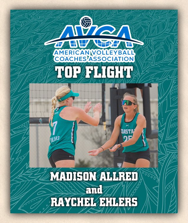 𝙏𝙤𝙥 𝙁𝙡𝙞𝙜𝙝𝙩 𝙏𝙖𝙡𝙚𝙣𝙩 👌🤩 For the second straight year, @madisonallred4 and Raychel Ehlers have earned @AVCAVolleyball Top Flight honors! The duo went 19-3 at Flight 5️⃣ this season! 📰: shorturl.at/cwRSY #TEALNATION #ChantsUp
