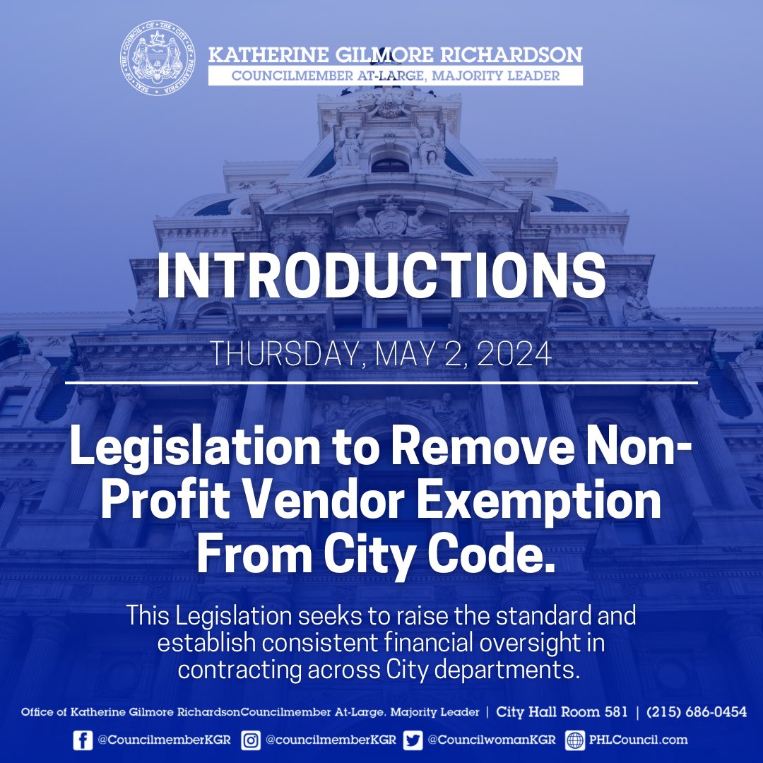 It has become exceedingly clear that we must ensure that contracting opportunities across Philadelphia government are awarded using standards that are not only high, but consistent.