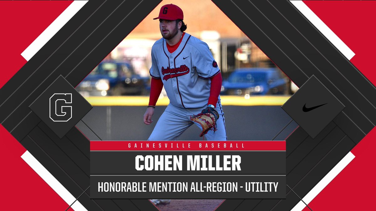 CONGRATULATIONS! Sophomore @Cohen_Miller3 has been named Honorable Mention Region (8-6AAAAAA) - Utility Player @goredelephants #GBR #GoBigRed #AProudTradition #TraditionLivesOn #GoBigRed #Gainesville #GainesvilleHSBaseball