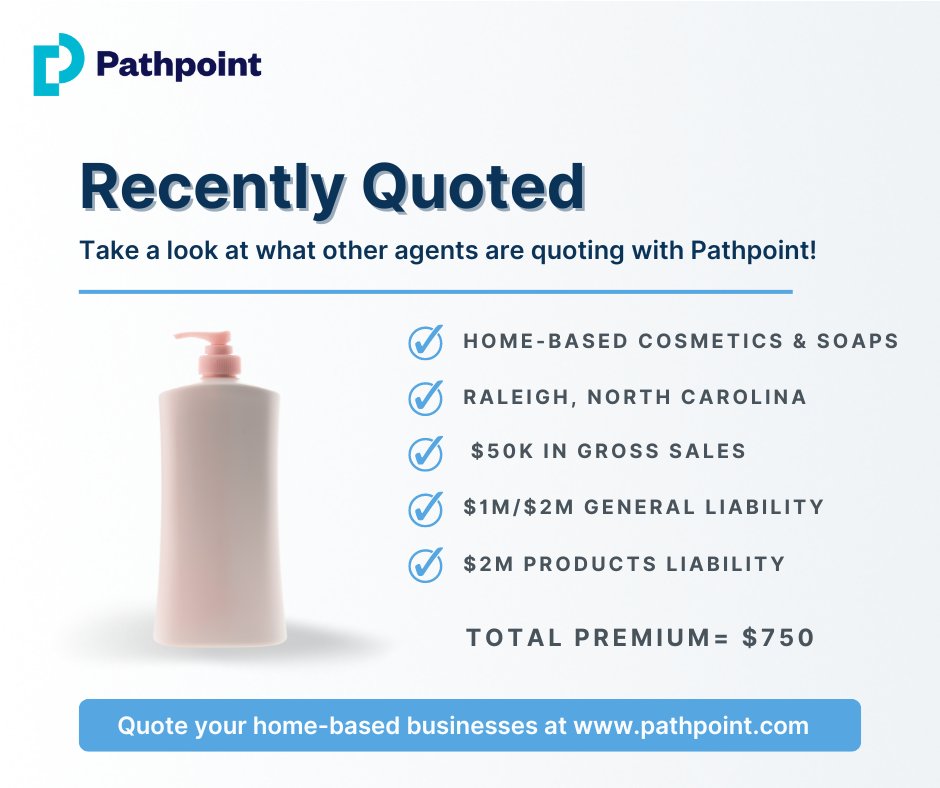 🧴See what other Pathpoint agents quoted for this #throwbackThursday and try quoting home-based businesses general liability at bit.ly/3GIckjb 

#insurancetrends