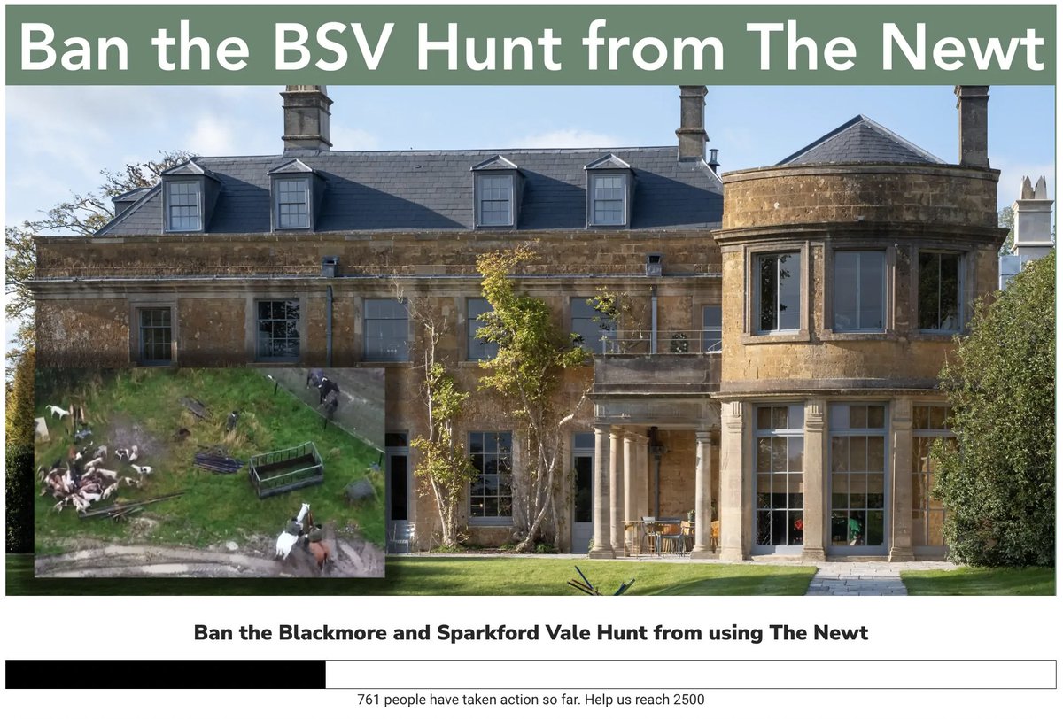 Over 700 people have already signed our petition launched just 20 minutes ago asking @thenewtsomerset to stop allowing the fox killing BSV Hunt to meet on their land. It's time for businesses to stand up for wildlife and to stop cowering to wildlife abusers!…