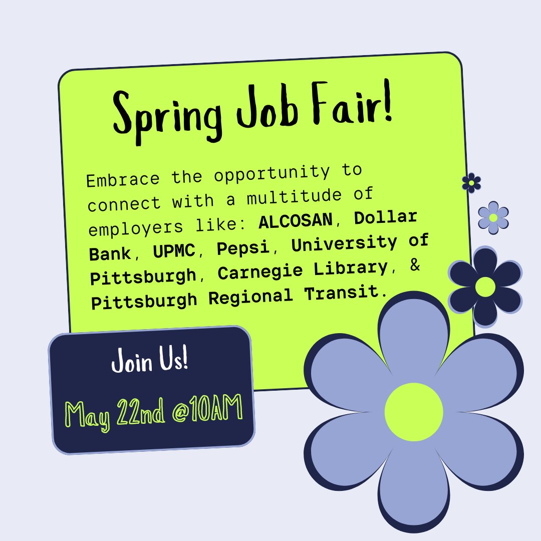 PACL_PGH's tweet image. 🌸 Spring Job Fair alert! 🌱 Join us this Friday for career opportunities and networking galore! Don't miss out! #SpringJobFair #CareerBoost