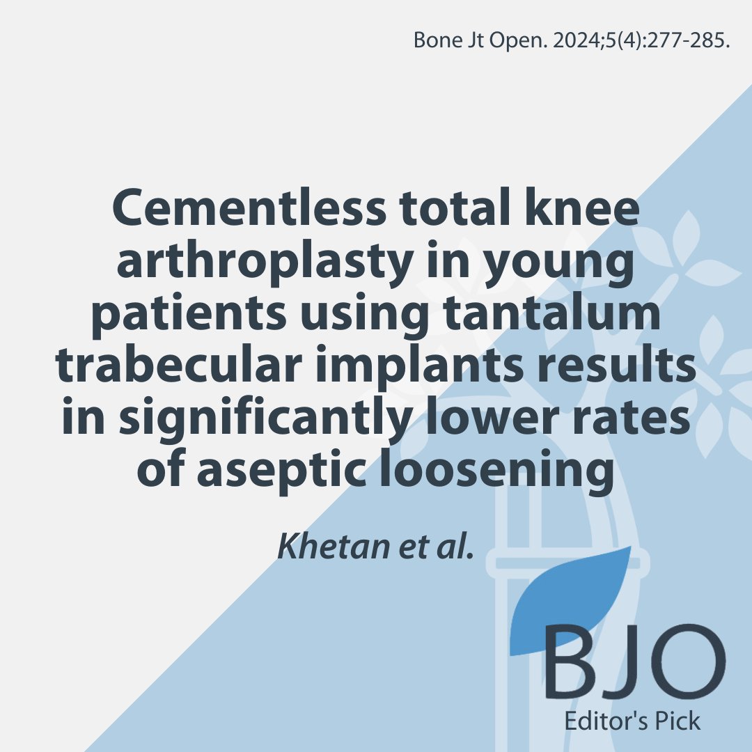 Prof Fares Haddad (@bjjeditor) on Twitter photo There are now an increasing number of cementless knee systems on the market with promising results. Each system requires its own data.
#BJO #Knee #Arthroplasty #OrthoTwitter <a href="/vatsal_khetan/">Vatsal Khetan</a> <a href="/I_a_n_baxter/">Ian Baxter</a> <a href="/hampton_ortho/">Matt Hampton</a>
boneandjoint.org.uk/Article/10.130… There are now an increasing number of cementless knee systems on the market with promising results. Each system requires its own data.
#BJO #Knee #Arthroplasty #OrthoTwitter <a href="/vatsal_khetan/">Vatsal Khetan</a> <a href="/I_a_n_baxter/">Ian Baxter</a> <a href="/hampton_ortho/">Matt Hampton</a>
boneandjoint.org.uk/Article/10.130…
