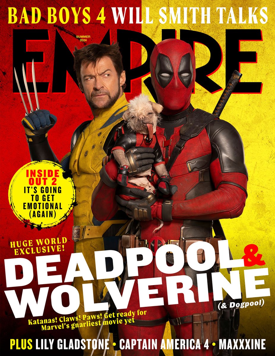 Deadpool & Wolverine (& Dogpool) take over the brand-new cover of @EmpireMagazine. On stands May 9.

Marvel Studios' #DeadpoolAndWolverine arrives in theaters July 26.