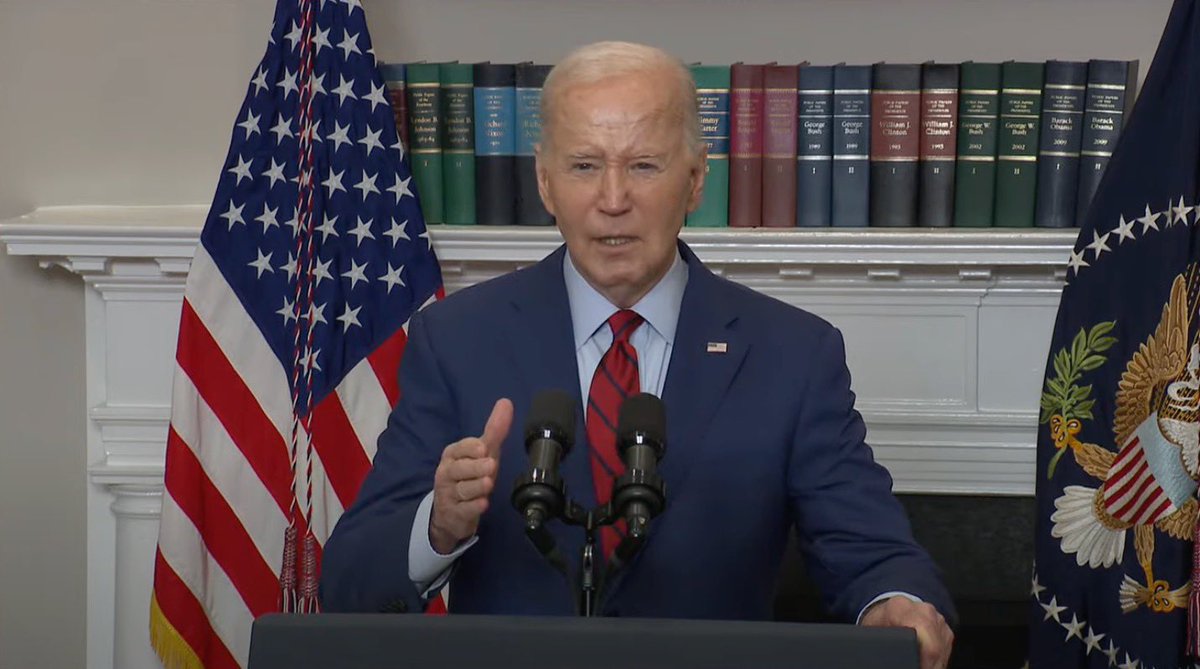 BIDEN addresses campus protests from the WH: “Dissent is essential to democracy. But dissent must never lead to disorder or denying the rights of others ... no place for hate speech in America.”