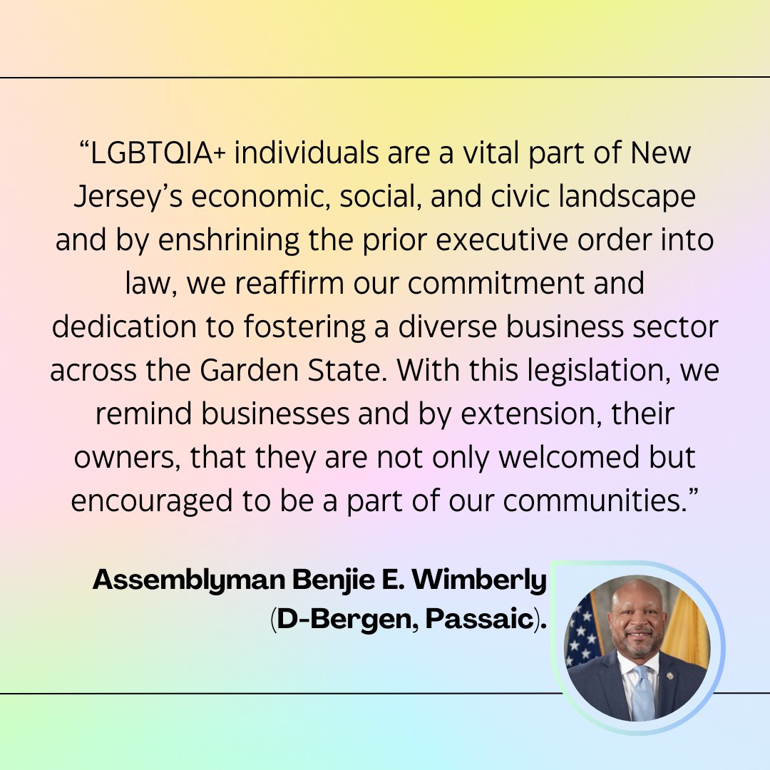 ICYMI: A new law signed this week paves the way for LGBTQ+ businesses to thrive! This legislation introduces a certification process designed to boost economic opportunities and empowerment. Find out more @ROINJNews roi-nj.com/2024/05/02/opi…