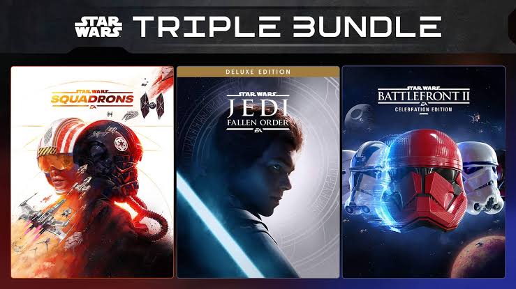 EA STAR WARS™ TRIPLE BUNDLE, oyun paketinin fiyatı Epic Games'te indirime girerek 59,99 TL düştü. 📌 İçindeki Oyunlar 📍STAR WARS™: Squadrons 📍STAR WARS Jedi: Fallen Order™ Deluxe Sürüm 📍STAR WARS™ Battlefront™ II: Celebration Edition