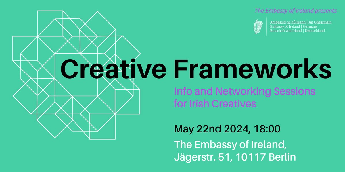 📢 The next session of our 'Creative Frameworks' series will take place on 22 May. Creative Frameworks is a series of info. and networking sessions for Irish creatives to navigate the creative and arts landscapes in Germany. More information here: ireland.ie/en/germany/ber…