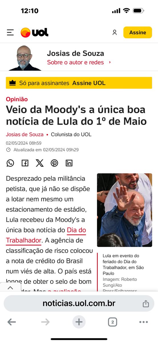 Não é que o Josias não viu que Lula sancionou o reajuste da tabela do IR.
Ele viu!
É que pequeno burguês colonizado não dá muita atenção para o drama do assalariado, que sofre a mais de 7 anos sem reajuste da tabela.
As atenções do colonizado são para a Moody’s.