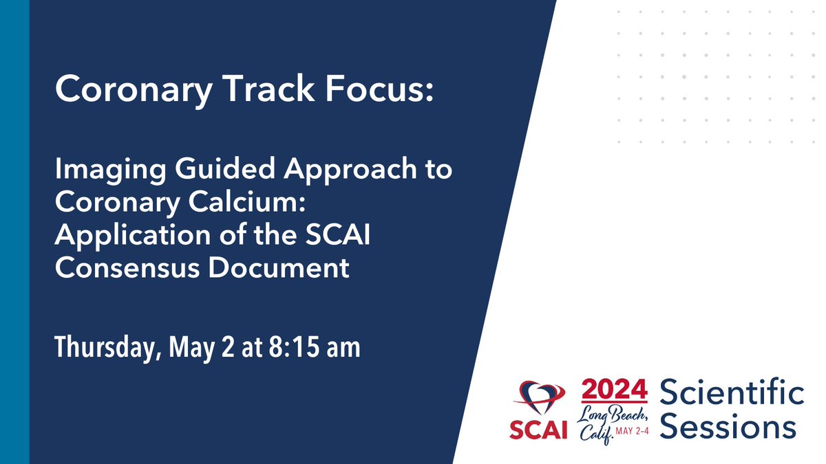Happening now at #SCAI2024—Imaging Guided Approach to Coronary #Calcium: Application of the SCAI Consensus Document. Review the document here in @MyJSCAI 📰🔗 doi.org/10.1016/j.jsca…