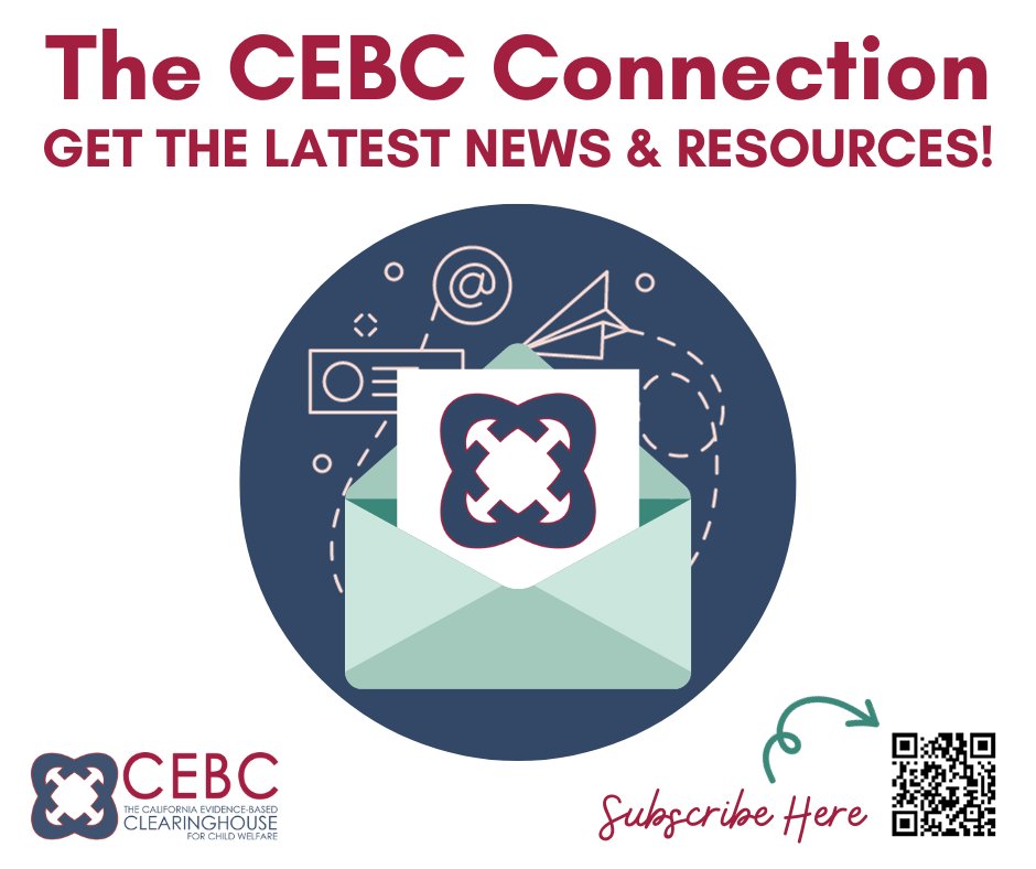 📢 Take a deeper dive into ways to improve the lives of children and families through evidence-based practices with our #newsletter!

👉Get the CEBC Connection delivered to your inbox: cebc.link/newslettersign…

#childwelfare #ImpSci #evidencebased #ProfessionalDevelopment