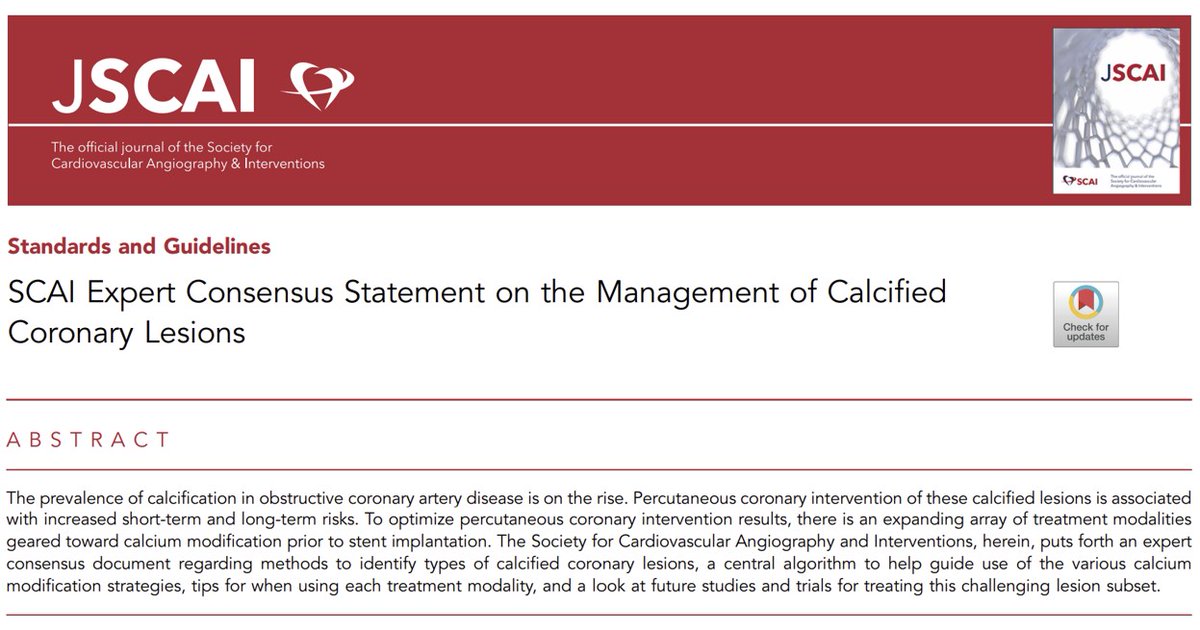 📚Presented at #SCAI2024 & published in #JSCAI - read the @SCAI Statement on the Management of Calcified #Coronary Lesions Requiring Intervention #PCI #Imaging✨ ➡️doi.org/10.1016/j.jsca… @perc_surgeon @BinitaShahMD @nadia_sutton @DrDarshanDoshi @SripalBangalore @JDawnAbbott1