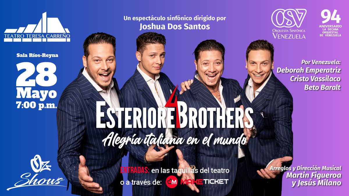 El debut de Esteriore Brothers en el Teresa Carreño: un puente musical entre Italia y Venezuela
#28May #TTC #Teatro #TeresaCarreño