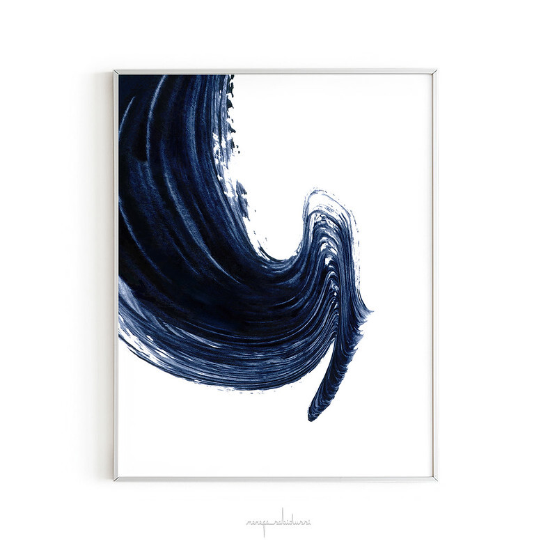 Just Indigo 4 | Minimalist Gestural Watercolor Abstract by Menega Sabidussi #wallart #artprint #darkblue #navy #scandi #scandinavian #minimalism #modern fineartamerica.com/featured/just-…