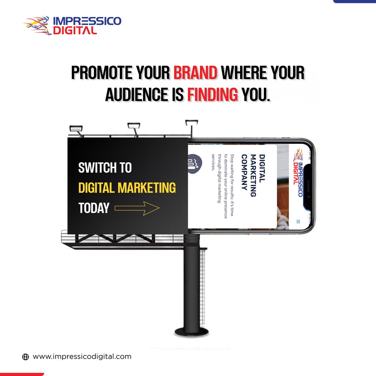 Skip the Billboard, Rule the Feed

Impressico Digital helps you target the right audience with the right message at the right time. Ditch the outdated and embrace the future of marketing.

#ImpressicoDigital #DigitalMarketing #MarketingStrategy #SocialMediaMarketing