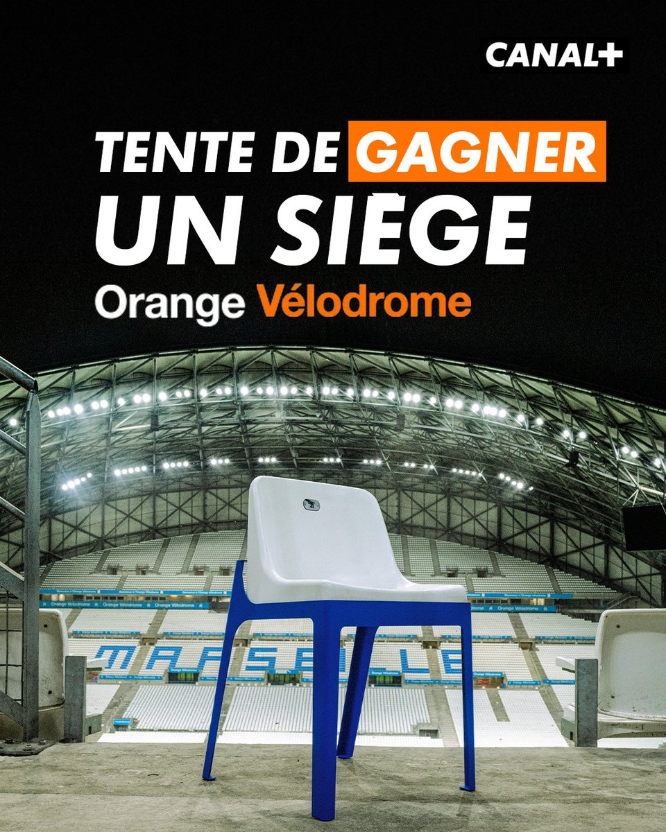 🚨 JEU CONCOURS 🚨 À l'occasion de @OM_Officiel / Atalanta ce soir, tentez de gagner un siège collector de l'@orangevelodrome 🔵⚪️ Pour participer : - Abonnez-vous au compte @canalplusfoot ✅ - Likez ce post ✅ Tirage au sort vendredi 3 mai à 20H00 ☘️ Bonne chance à tous !…