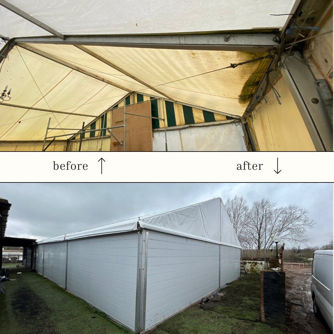 customcoversltd's tweet photo. ✨ What a transformation ✨
We've replaced the external covers and inner condensation barriers for one of our customers and we think you'll agree its completely changed this space!
#marquee #PVC #beforeandafter #customcoversltd #transformation https://t.co/7jGoRs4YrX