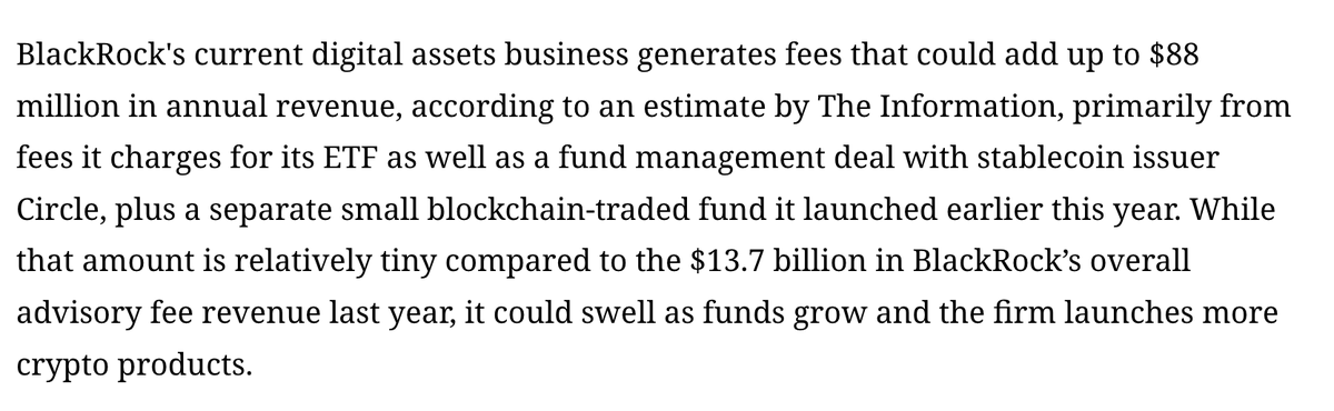 Even as BlackRock ventures into crypto, it represents a tiny portion of its overall business. Good overview of the investment giant from @Yueqi_Yang: theinformation.com/articles/how-b…