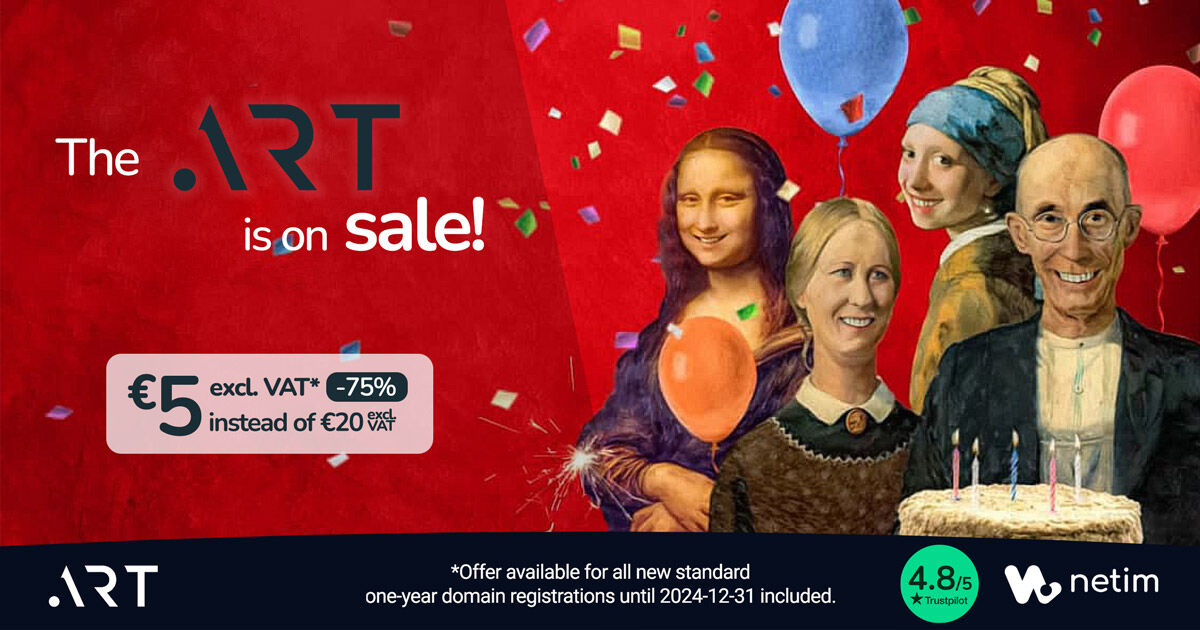 🎨 From #VanGogh to #Banksy, great #artists leave their mark on #ArtHistory. What about you? ✨

Show your talent to the world with a .ART #DomainName! 🚀

📧 1 email address included

👇 Check availability
netim.com/en/domain-name…

#art #artist #creativity #domains