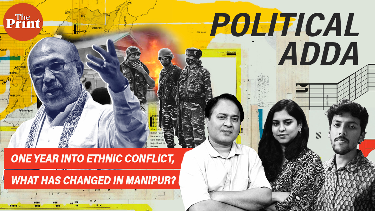 One year into ethnic conflict, what has changed in Manipur? DK Singh @dksingh73, Ananya Bhardwaj @BhardwajAnanya and Sourav Roy Barman @Sourav_RB will discuss, in ThePrint #PoliticalAdda Send in your questions on the link given below: tinyurl.com/4s56kmb6