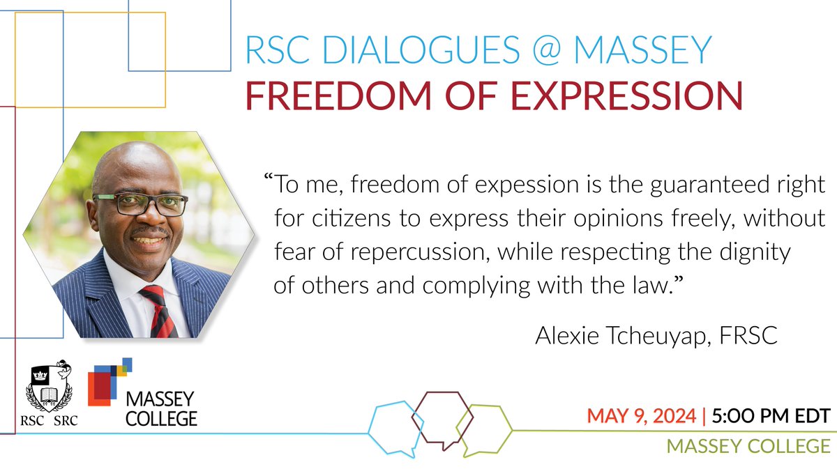 Alexie Tcheuyap, FRSC, Professor, Associate VP, and Vice-Provost at @UofT, focuses on African literary, cinema, and media studies. Register to hear him speak at our upcoming Massey Dialogue, exploring the current state of free speech: bit.ly/43KO9eT