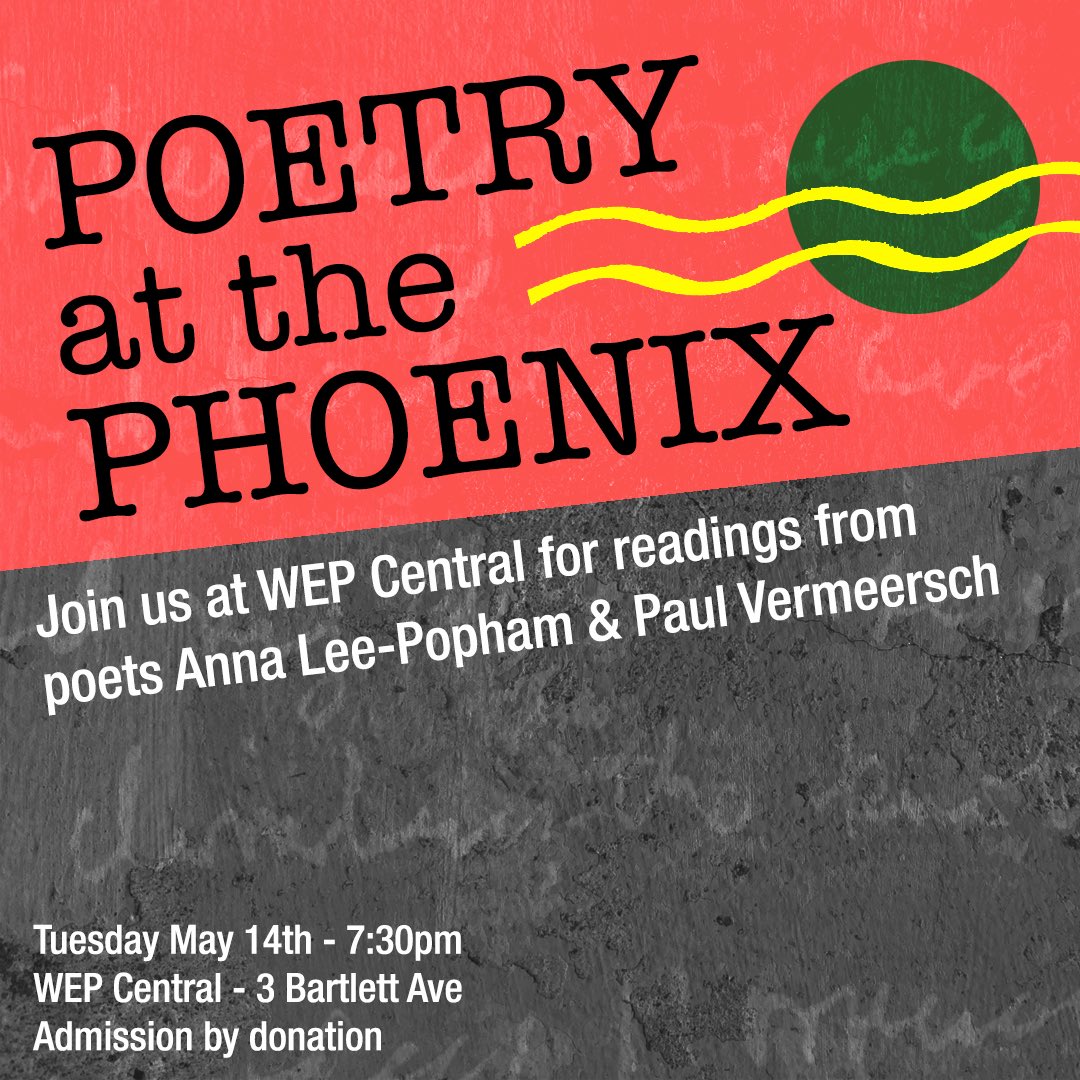 POETRY FANS! Next Tuesday marks the season finale of Poetry at the Phoenix, and as a bonus, after their readings, Paul & Anna will be discussing their work, a lovely opportunity to sit with two poets as they discuss their inspirations & creative process westendphoenix.com/events/poetry-…