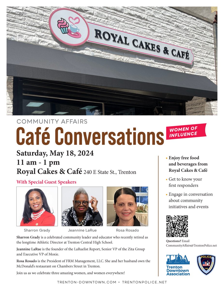 Join in the conversation 11 am - 1pm on May 18, 2024 at Royal Cakes & Café.