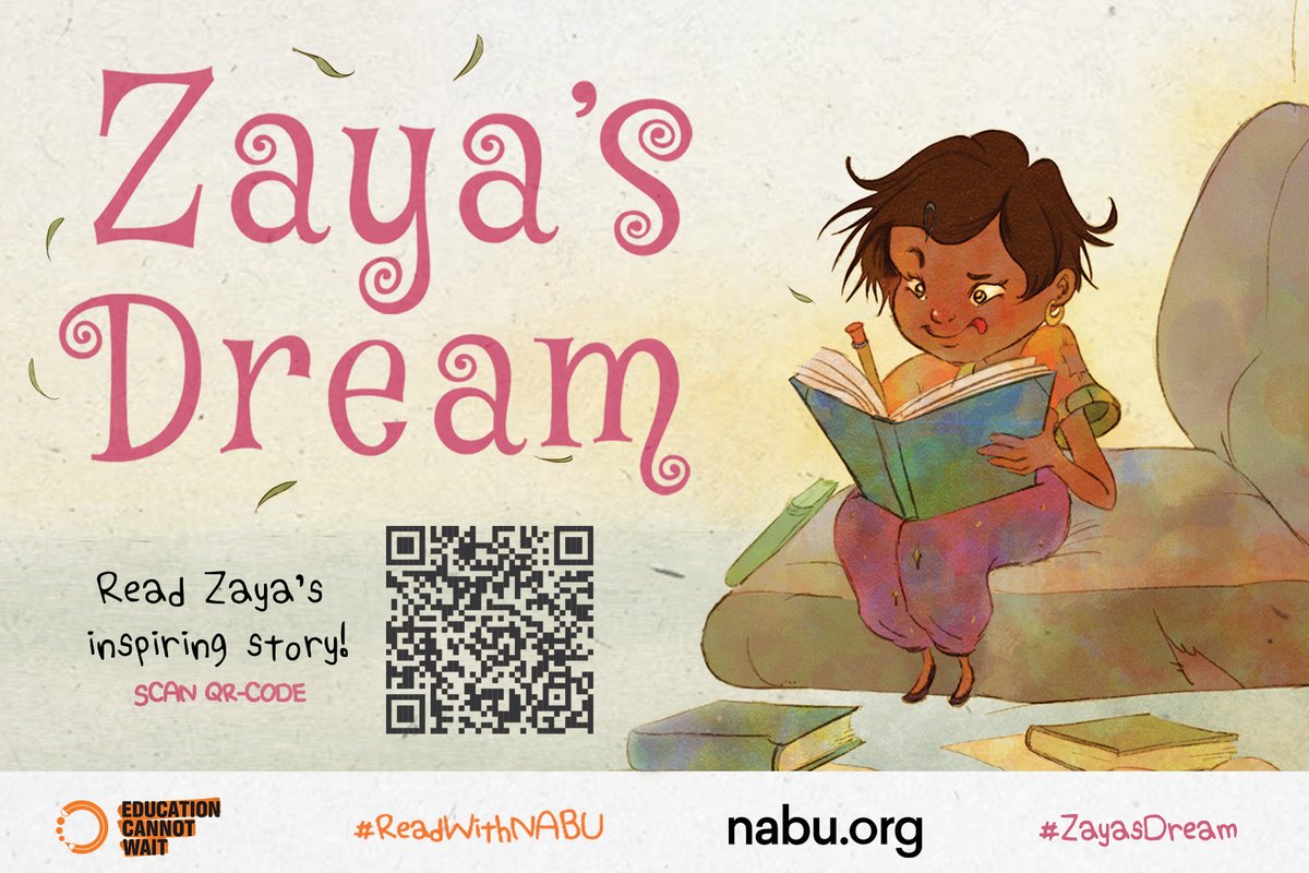 Education is a #HumanRight & every child deserves a safe, inclusive #QualityEducation!

#ECW & @NABUorg launch children’s book #ZayasDream💫, celebrating one brave girl’s quest to make her dreams come true!

📙Get your copy TODAY!
a.co/d/fXsXenM

@UN #ReadWithNABU