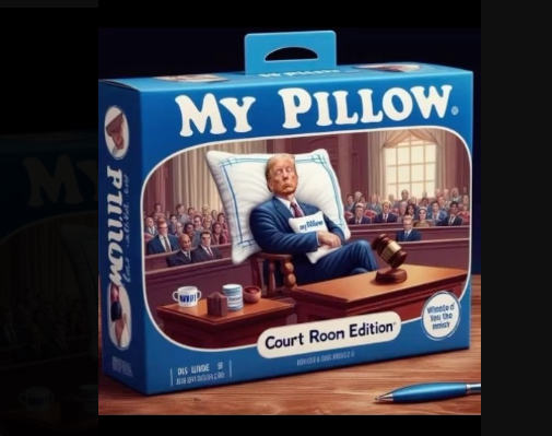 Mike Lindell should consider adding a new line of pillows. Shout out to whoever did this, it's fantastic!😅 #ProudBlue #GOPClownShowContinues #TrumpTrials #DonSnoreleone #SleepyDon
