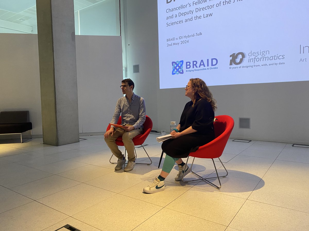 Delighted to kick off today's @Braid_UK x @DesignInf hybrid talk @InspaceG with @emily_postan speaking about the use of machine learning (ML) in healthcare and health research, to generate novel or refined diagnostic, prognostic, risk, and treatment categories #DIWebinar #AI