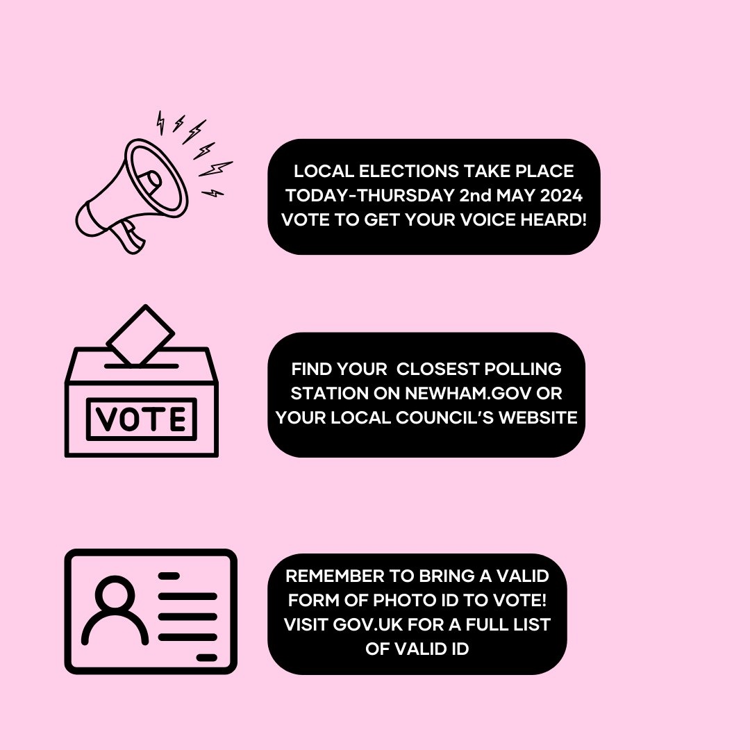 Local elections take place today! Visit your local council's website for a full list of polling stations - have your say and get your voice heard!
Remember to bring a valid form of photo ID. For a full list of valid forms of ID, visit gov.uk.

#localelections