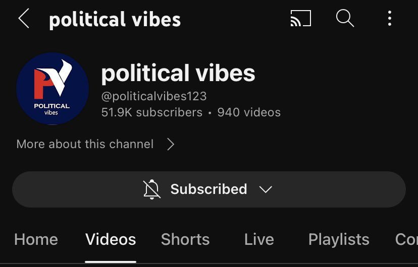 Congratulations to #PoliticalVibes YouTube channel on achieving 50k Subscribers 🎉. It’s a Right Wing channel fighting against CongBRS (Congress + BRS). Salute to Puppala Rajinikanth anna for your efforts 🫡 Please do subscribe Political Vibes channel - youtu.be/vsRMJM3bDMw?si…