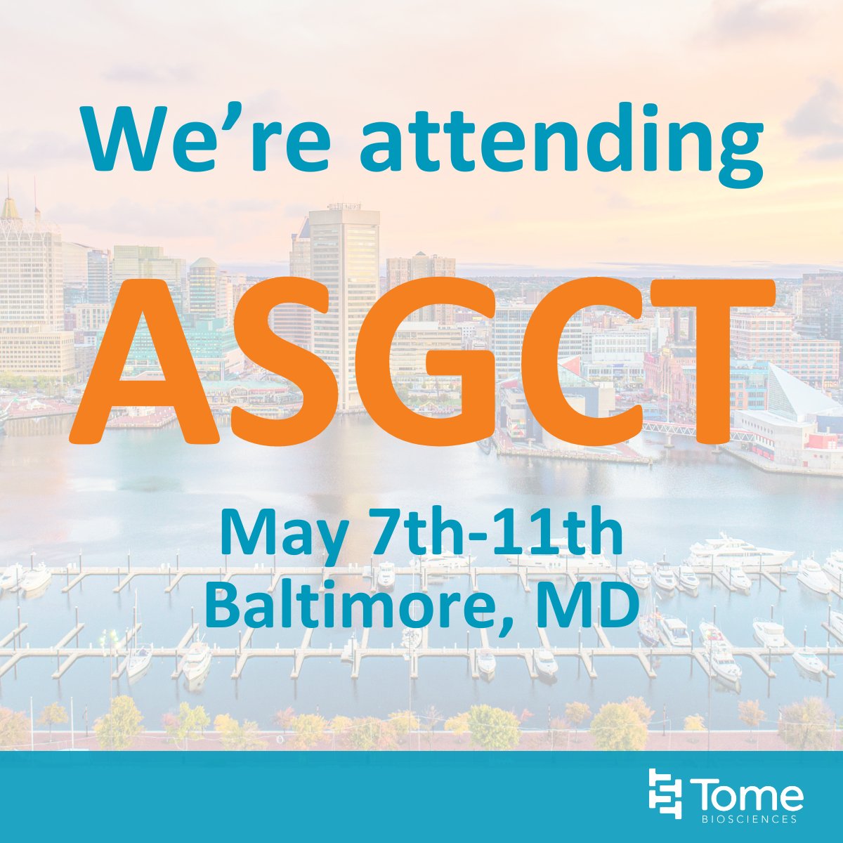 The Tome team is headed to @asgctherapy’s #ASGCT2024 in Baltimore, May 7-11! We’re looking forward to a week of learning the latest cell and gene insights and supporting our fellow colleagues’ presentations on May 9-10. Learn more about the abstracts: bit.ly/3y7ocdn