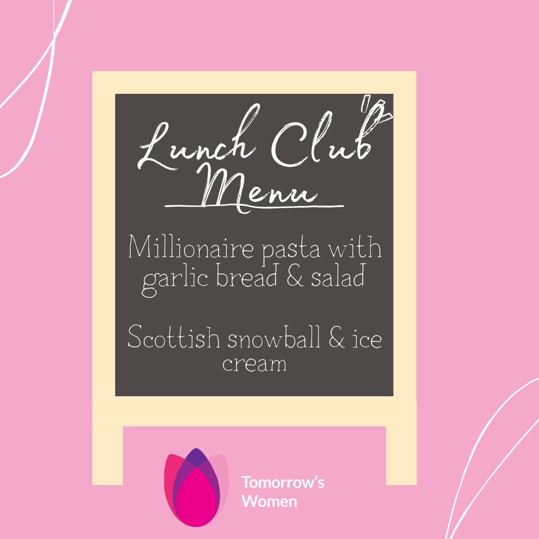 We have a treat in store for lunch club tomorrow at #tomorrowswomenwirral
Elaine's famous millionaire pasta followed by Scottish snowball & ice cream.
Come along at 12PM for a delicious meal and a great way to start your weekend 💗
#tomorrowswomen #lunchclub #womensupportingwomen
