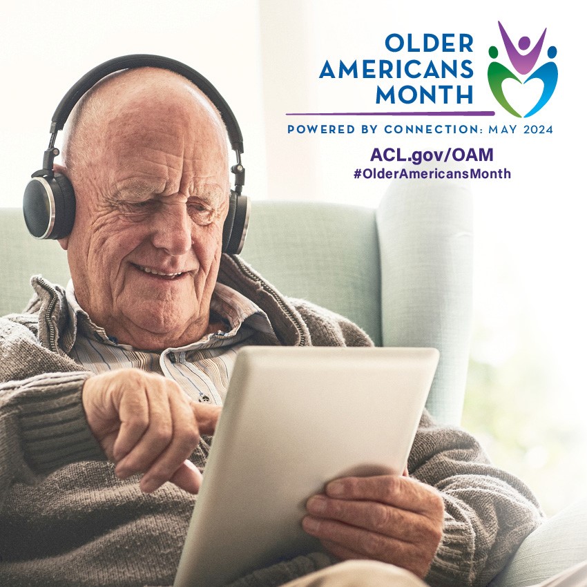 May is #OlderAmericansMonth! The 2024 theme, #PoweredByConnection, recognizes the impact of meaningful relationships & #socialconnections on health & well-being. All month, we will shine a light on our #olderadult program participants & share about OUR daily connections! #oam24