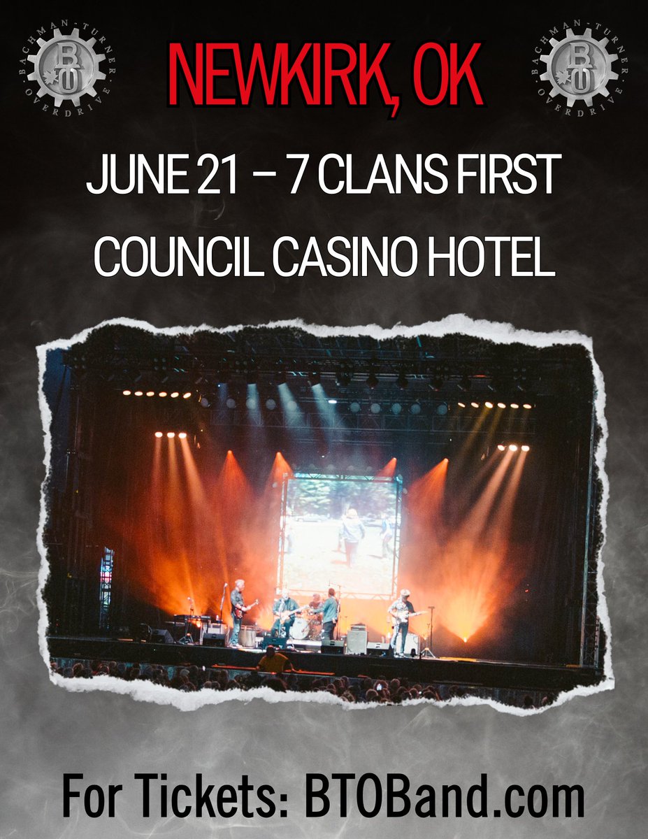 Get your tickets to see Randy Bachman, Tal Bachman, and the rest of BTO perform at 7 Clans First Council Casino in Newkirk, OK on June 21! On sale now!
🎟 ticketstorm.com/event/bachmant…