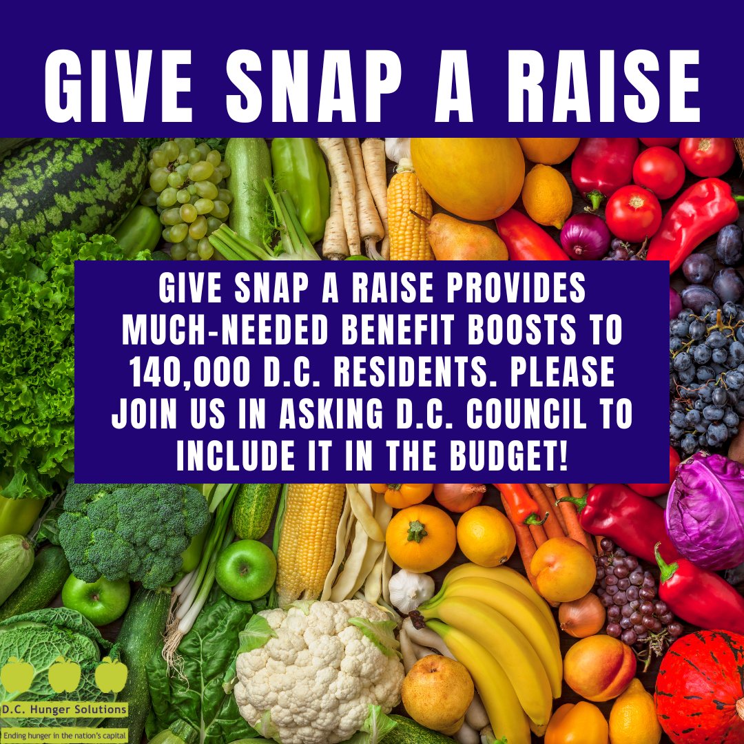 Give SNAP A Raise deserves funding. Join us in fighting for #GSAR to be included in the budget! Call the Council's general line at (202) 724-8000. #federalnutritionprograms