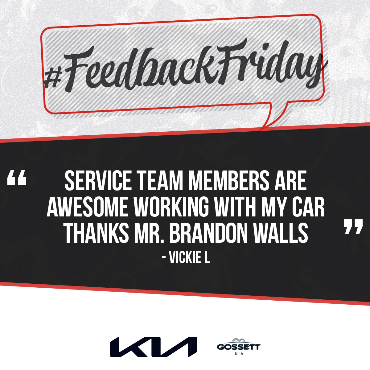 Great auto service is one of the many things we're happy to provide our valued customers at Gossett Kia! Our people really make the difference. #FeedbackFriday