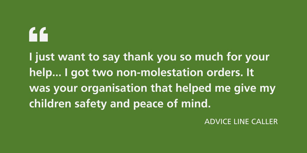 We provide free confidential legal advice and information to women to help them escape abusive situations and access justice through the law. 

Learn more and support: rightsofwomen.org.uk/support-us/