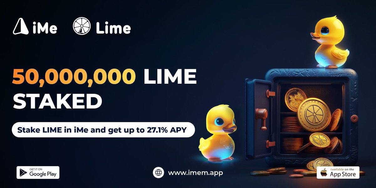 Join the $LIME 🍋 staking revolution in iMe!✨ 🤩Over 50,000,000 $LIME tokens already staked, with APY rates up to 27,1%! ❗️Don't miss out on this chance to grow your crypto portfolio❗️ 💗Stake now! #iMe #LIME #staking