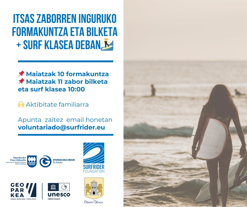 Aún quedan plazas para la formación + recogida + clase de surf en Deba, ¿te animas? 🗒️inscripciones en voluntariado@surfrider.eu #CienciaCiudadana #ActivismoPositivo #ProtecciónDelOcéano